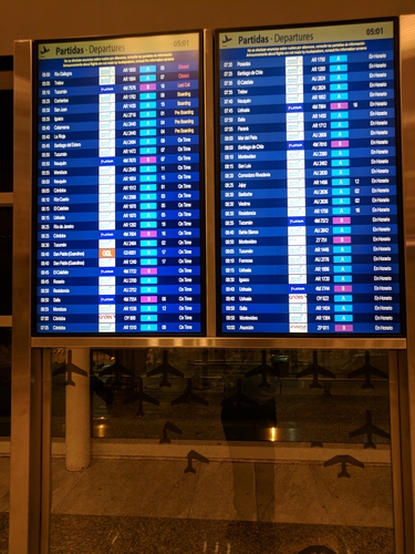 Carteles con vuelos Aeroparque